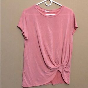 Hummingbird knot front blouse pink size large